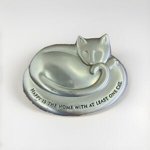 SACCHI Cat Paperweight Figurine Metal Happy‎ Is The Home With At Least One Cat